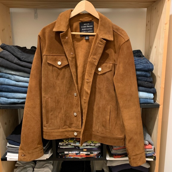 lucky brand suede trucker jacket